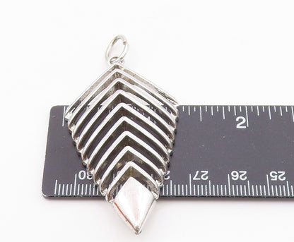 925 Sterling Silver  Vintage Graduated Openwork Pointed Drop Pendant  PT21658
