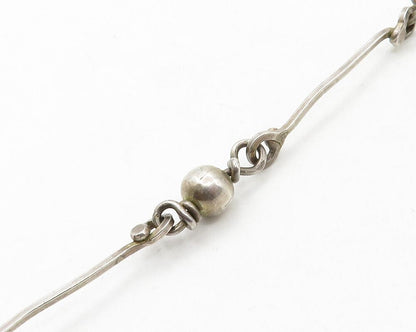 925 Sterling Silver Vintage Amethyst & Quartz Bar Link Chain Necklace NE2126