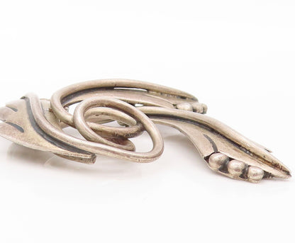 925 Sterling Silver Vintage Brooch Pin MARICELA Swirly Floral Carved  BP11162
