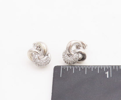 925 Sterling Silver Vintage Earrings Real Diamonds Interlocked Loops  EG13290
