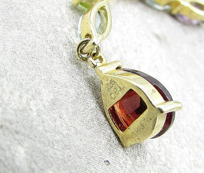 Gold Over 925 Silver Multi Colored Gemstones Lariat Chain Necklace PT1297