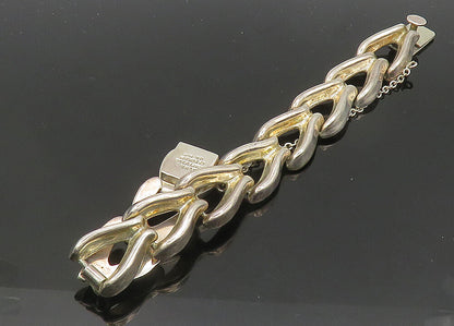 MEXICO 925 Sterling Silver  Vintage Shiny Wishbone Link Chain Bracelet  BT8446