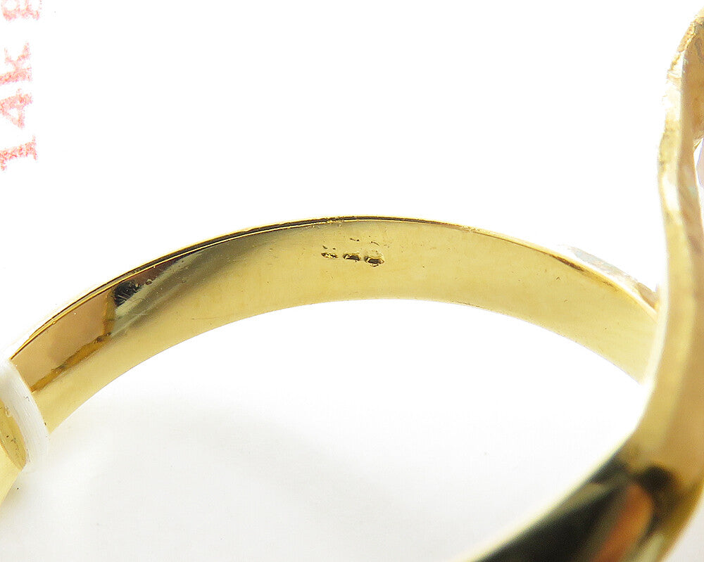 925 Sterling Silver  Rose Quartz Gold Plated Cocktail Ring Sz 7.5  RG17779