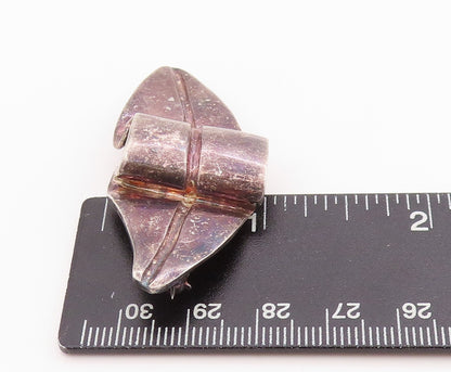925 Sterling Silver Vintage Brooch Antique Crumbled Leaf Design  BP11735
