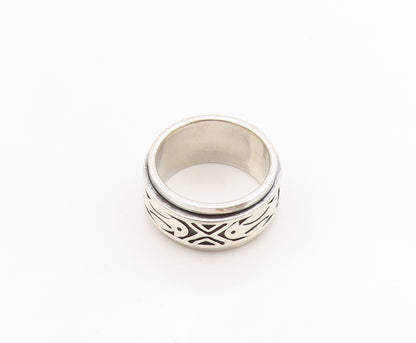 925 Sterling Silver Vintage Ring Modernist Bird Spinner Band  Sz 4.5  RG36294