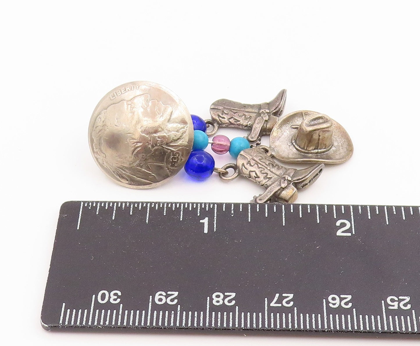 925 Sterling Silver Vintage Earrings NAVAJO Multi Gemstone Single Lot  EG14289