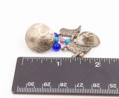 925 Sterling Silver Vintage Earrings NAVAJO Multi Gemstone Single Lot  EG14289