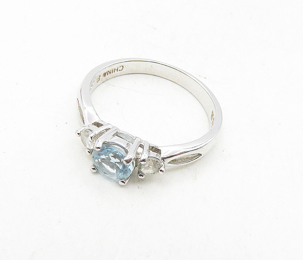 ROSS SIMON 925 Sterling Silver Vintage Topaz Solitaire Accent Ring Sz 8  RG9215