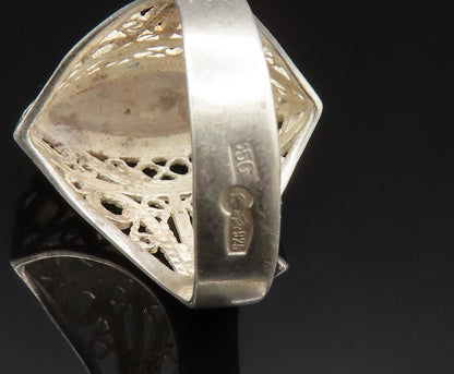 POLAND 925 Silver  Vintage Spiral Scroll Marquise Shaped Ring Sz 9  RG25029