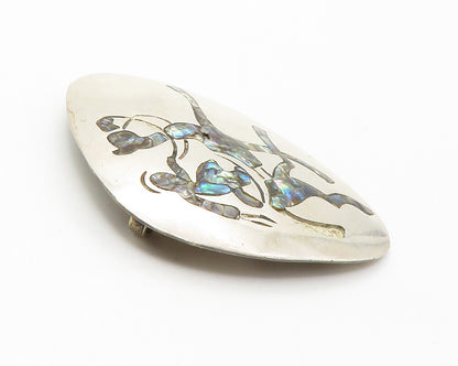 MEXICO 925 Silver  Vintage Abalone Shell Man Riding Horse Brooch Pin  BP5595