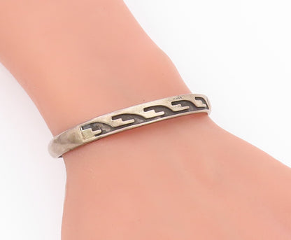 SOUTHWESTERN 925 Sterling Silver Vintage Oxidized Petite Cuff Bracelet BT8795