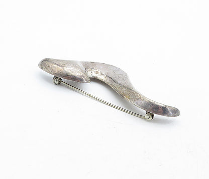MEXICO 925 Sterling Silver  Vintage Dark Tone Hollow Swirl Brooch Pin  BP1960