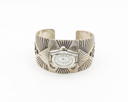 CHARLIE BOWIE NAVAJO 925 Sterling Silver Vintage Claw Watch Cuff Bracelet BT7533