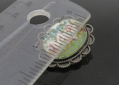 ISRAEL 925 Sterling Silver  Vintage Antique Mother Of Pearl Brooch Pin  BP9122
