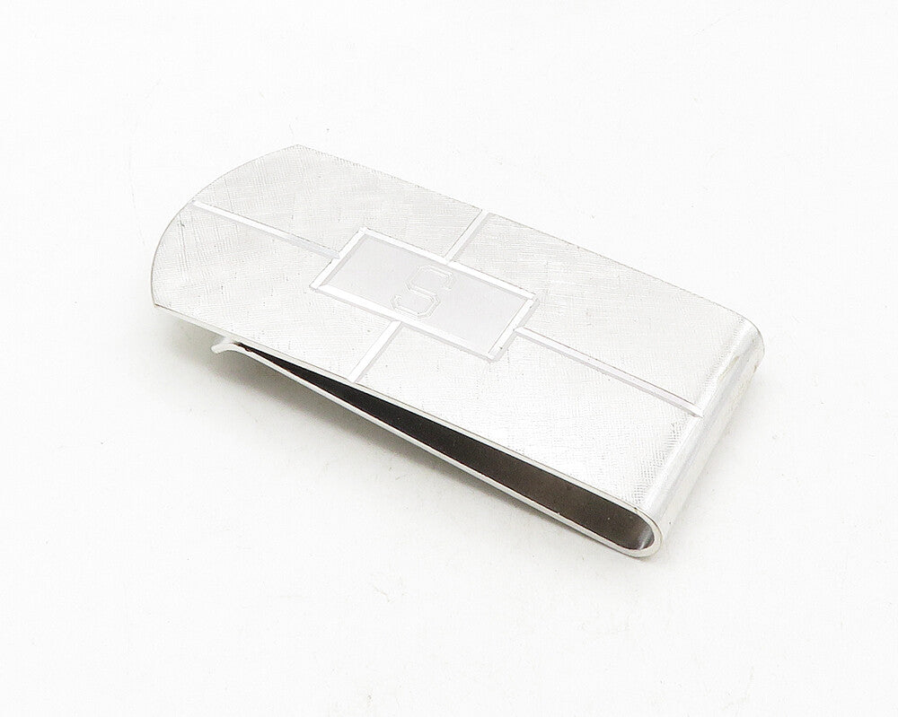 AVEDON 925 Sterling Silver  Vintage Shiny Etched S Initial Money Clip  TR1766