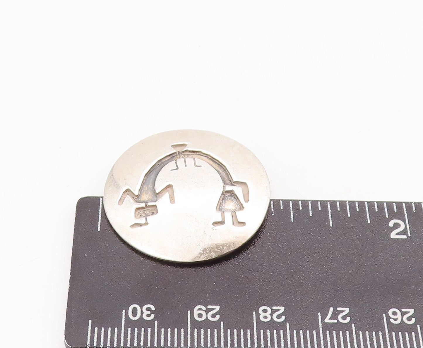 925 Sterling Silver Vintage Brooch Pin SADIE SAM NAVAJO Carved Tall Man  BP10964