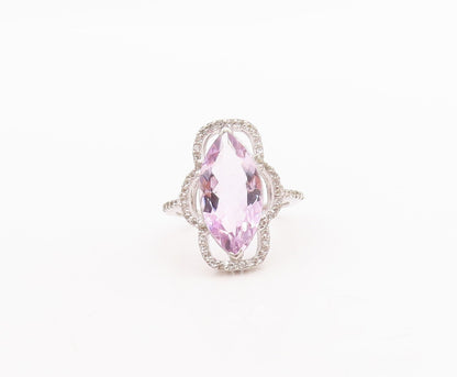925 Sterling Silver Vintage Ring Marquise Cut Amethyst & Topaz  Sz 7.5  RG29520