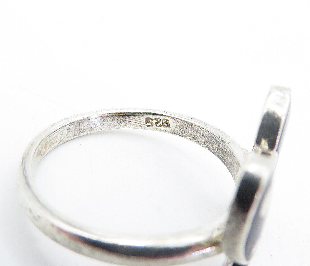 925 Sterling Silver  Vintage Enamel Coated Butterfly Band Ring Sz 6.5  RG3762
