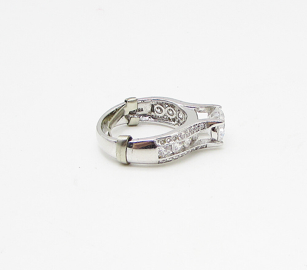 925 Sterling Silver  Faceted White Cubic Zirconia Band Ring Sz 6  RG3250