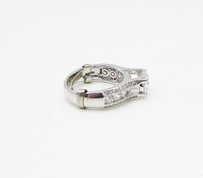 925 Sterling Silver  Faceted White Cubic Zirconia Band Ring Sz 6  RG3250