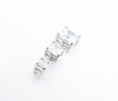 925 Sterling Silver  Shiny Cubic Zirconia Graduating Vertical Pendant  PT5055