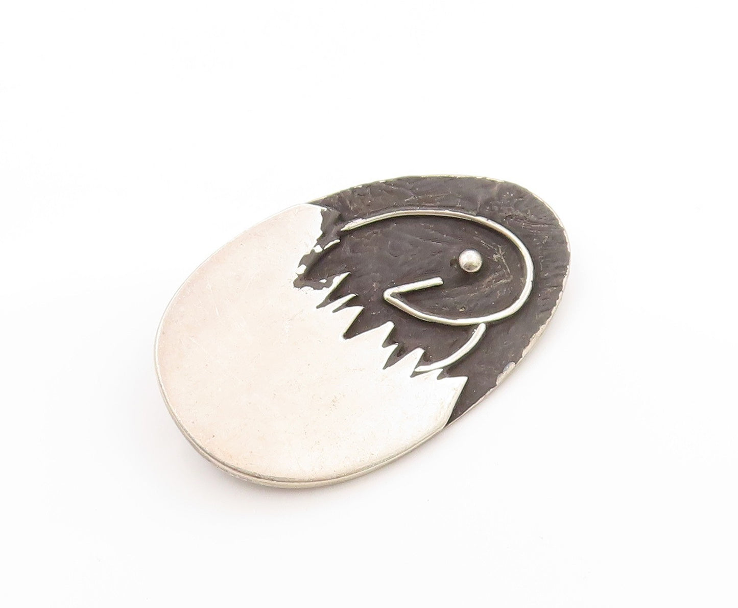 925 Sterling Silver Vintage Brooch Designer Yin & Yang Of The Owl  BP11867