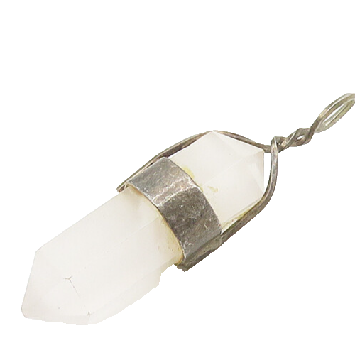 925 Sterling Silver  Vintage Quartz Wand Dark Tone Twist Bail Pendant  PT13905