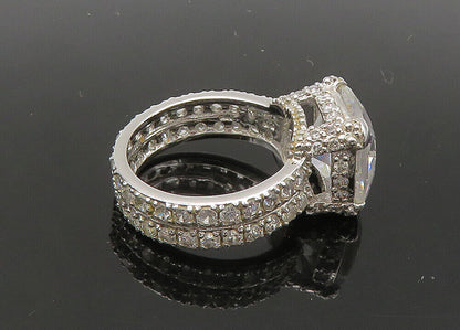 925 Sterling Silver  Vintage Shiny Cubic Zirconia Cocktail Ring Sz 7  RG22220