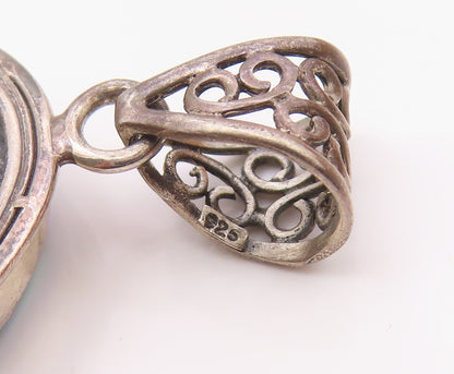 925 Sterling Silver  Vintage Abalone Shell Oval Swirl Bail Pendant  PT9169
