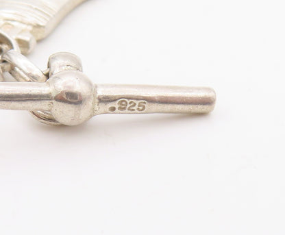 925 Sterling Silver Vintage Bracelet Dangling USA Charm Topaz Inlay  BT10805