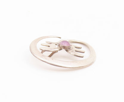 925 Sterling Silver Vintage Pendant Cabochon Moonstone Abstract Cutout  PT26477