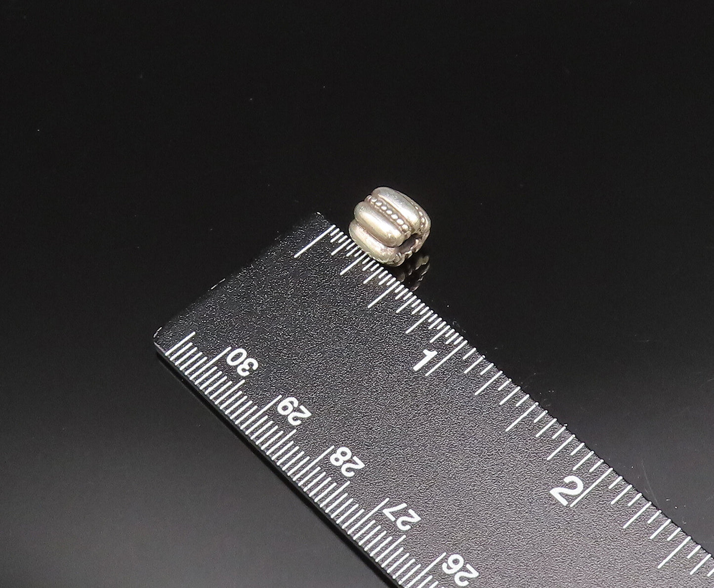PANDORA 925 Silver  Vintage Beaded Ribbed Clip Charm Pendant (OPENS)  PT21248