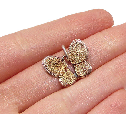 925 Sterling Silver  Vintage Rustic Butterfly Drop Pendant  PT2353