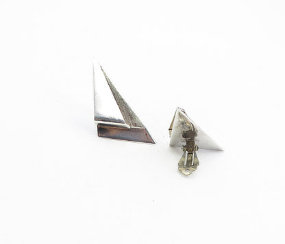 MEXICO 925 Silver   Vintage Modernist Design Non Pierce Drop Earrings  EG4406