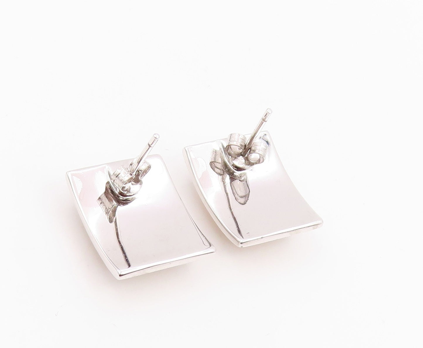925 Sterling Silver Vintage Earrings Mother Of Pearl Geometric Stud  EG14211
