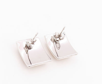 925 Sterling Silver Vintage Earrings Mother Of Pearl Geometric Stud  EG14211