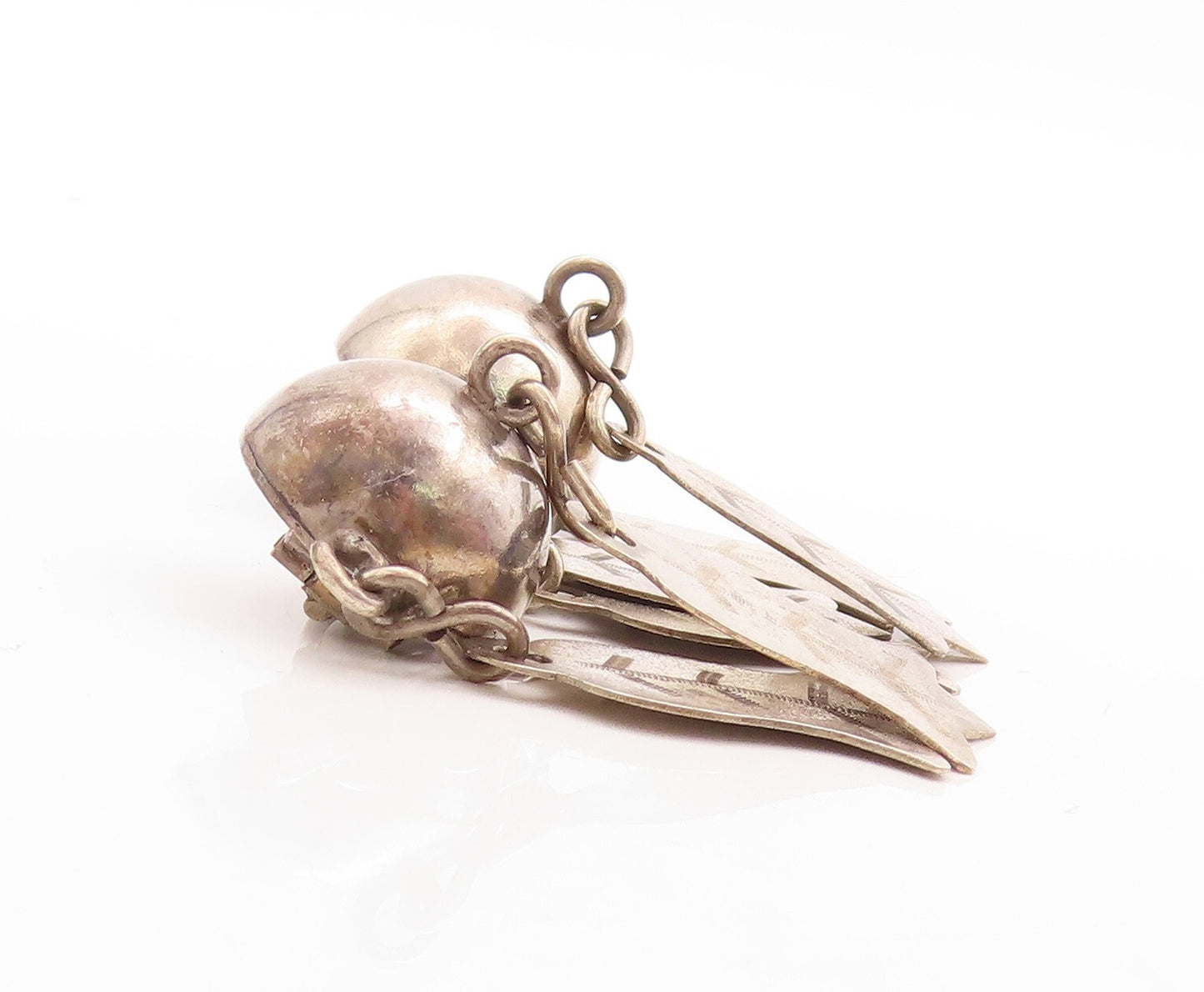 925 Sterling Silver Vintage Brooch Pin Dark Tone Cutout Christmas Bells  BP11438