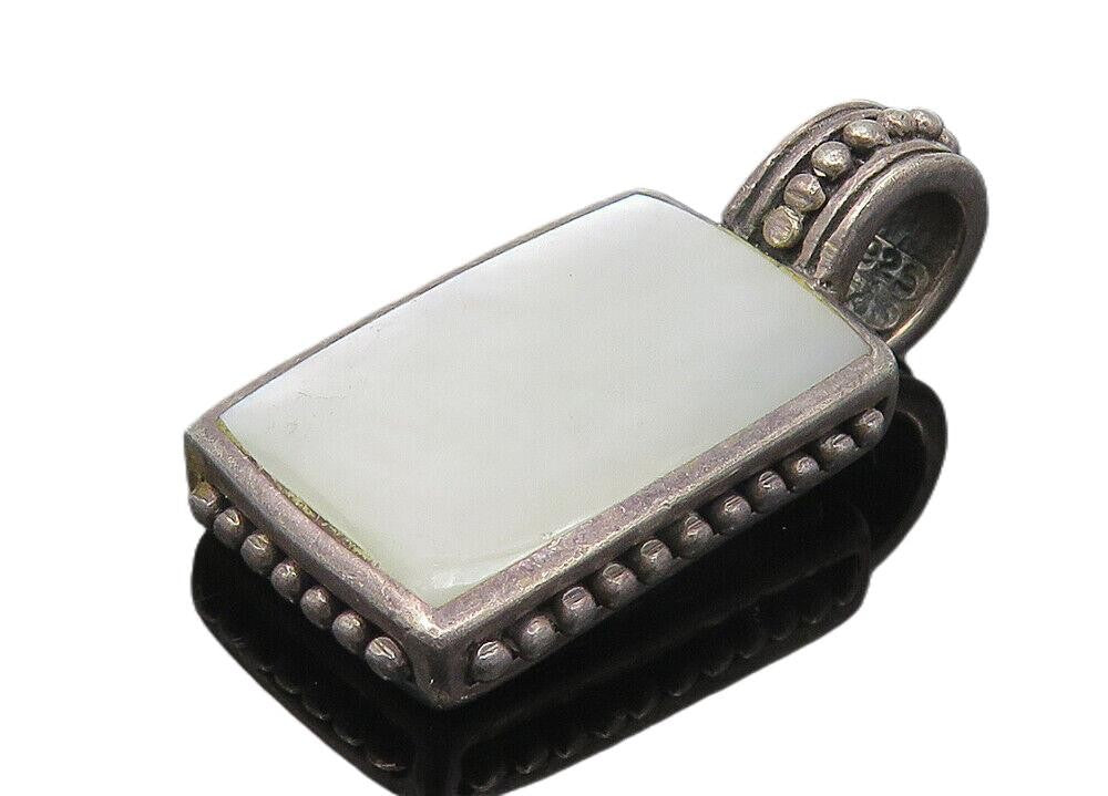 925 Sterling Silver  Vintage Mother Of Pearl Dark Tone Swirl Pendant  PT9157