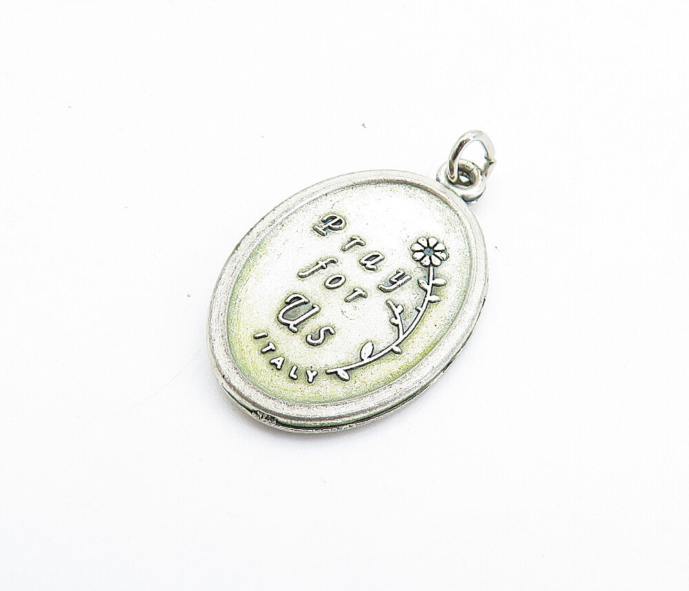 925 Sterling Silver  Vintage Antique Saint Francis Religious Pendant  PT5614