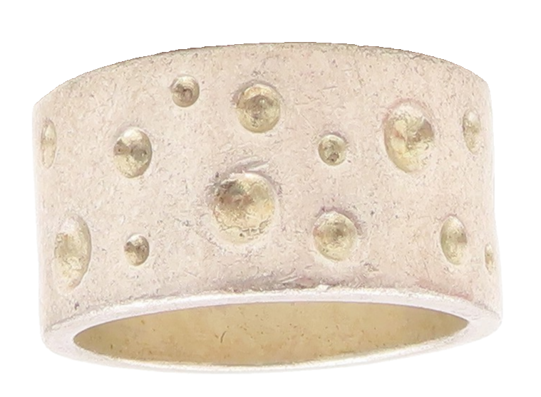 925 Sterling Silver Vintage Ring Solid Bubbles Carved Broad Band  Sz 7  RG31449