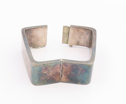 925 Sterling Silver Vintage Bracelet CARO Solid Geometric Square Bangle  BT11941