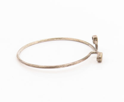 18k Gold & 925 Sterling Silver Vintage Bracelet TIFFANY Dual Love Heart  BT11513