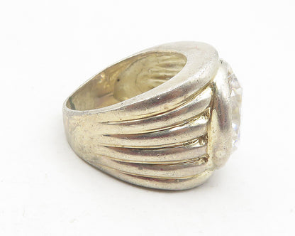 925 Sterling Silver  Vintage Cubic Zirconia Cocktail Ring Sz 6.5  RG12046
