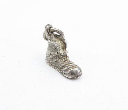 925 Sterling Silver  Vintage Petite Old Fashioned Boot Motif Pendant  PT3923