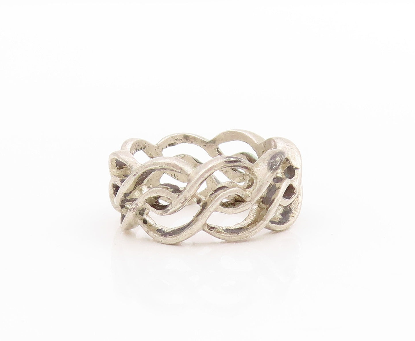 925 Sterling Silver Vintage Ring Modernist Twisted Rope Cutout  Sz 6  RG33299