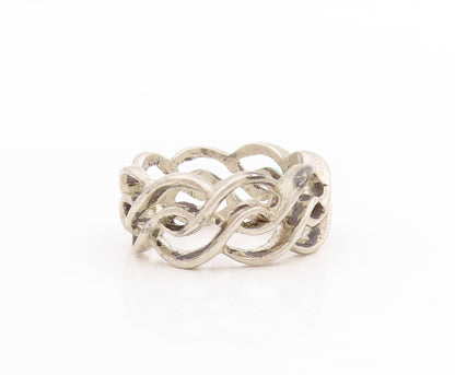 925 Sterling Silver Vintage Ring Modernist Twisted Rope Cutout  Sz 6  RG33299