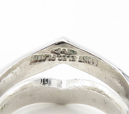 CLARK & COOMBS 925 Silver  Cubic Zirconia Pointed Split Band Ring Sz 7 RG15777