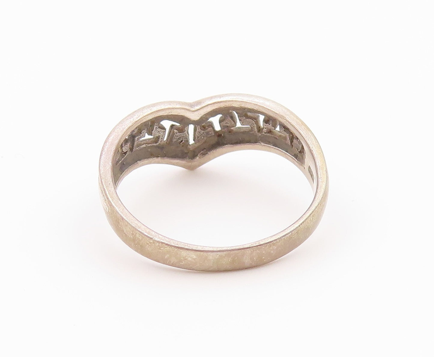 925 Sterling Silver Vintage Ring Classic Initial T Cutout Band  Sz 8  RG36592