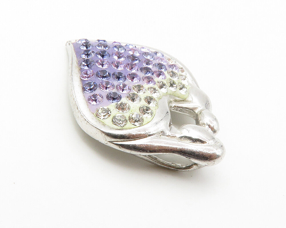 925 Sterling Silver  Shiny Purple Cubic Zirconia Love Heart Pendant  PT11212