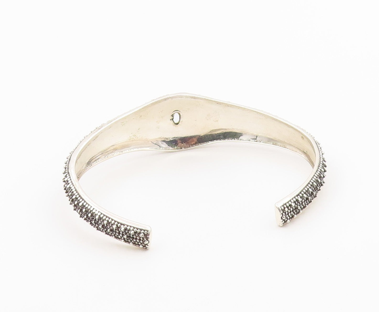 925 Sterling Silver Vintage Bracelet Topaz Intricate Seed Bead Pattern  BT12173